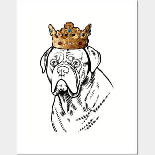 Dogue de Bordeaux Dog King Queen Wearing Crown Posters and Art